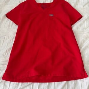 Pop Red FIGS Catarina Scrub Top